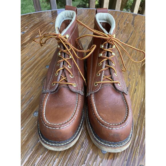 9.5 EE Brown Leather Moc Toe Work Boots Vintage 90s Made in USA main image 5